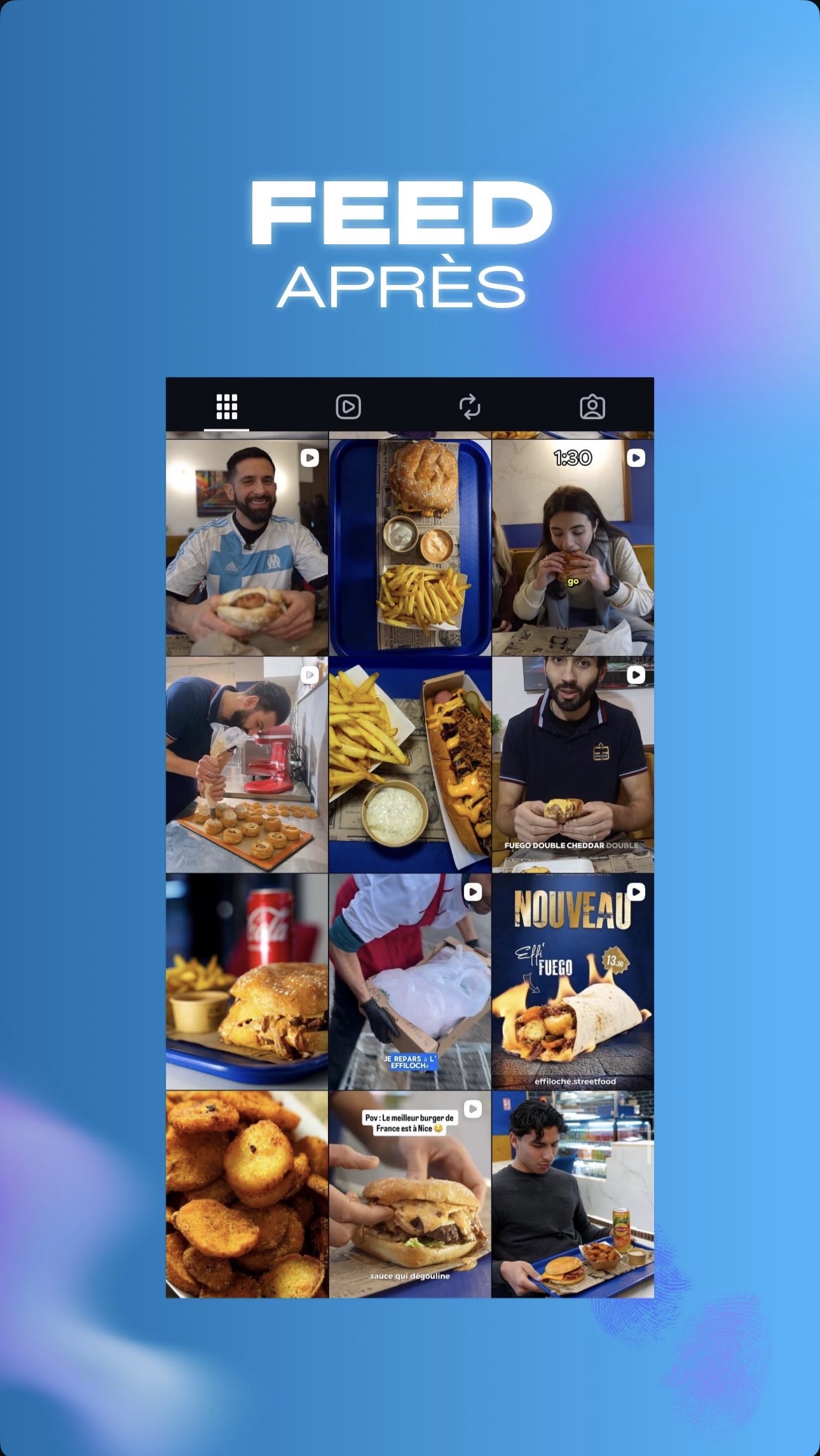 Carrousel d'images illustrannt les feeds instagram de nos clients.